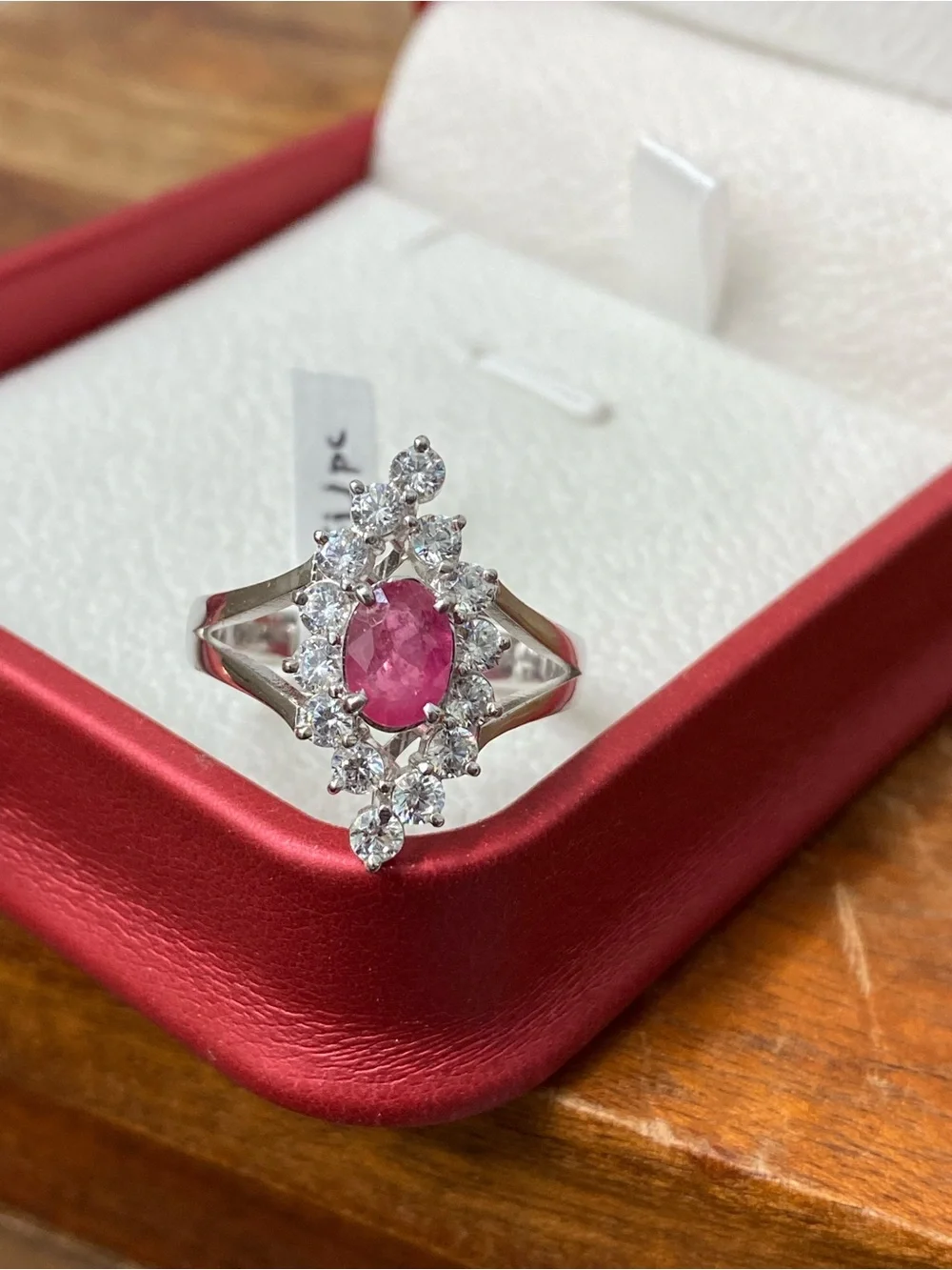 925 Sterling Silver Ruby And CZ Ring